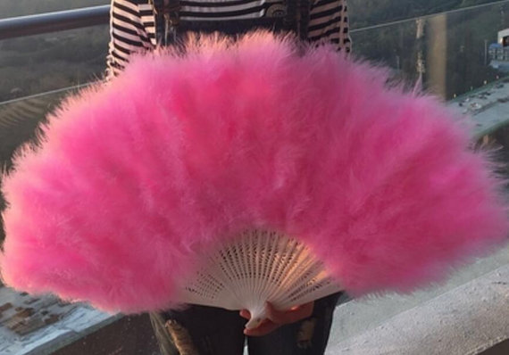 4pieces light pink 80*45cm Large Burlesque Dance feather fans